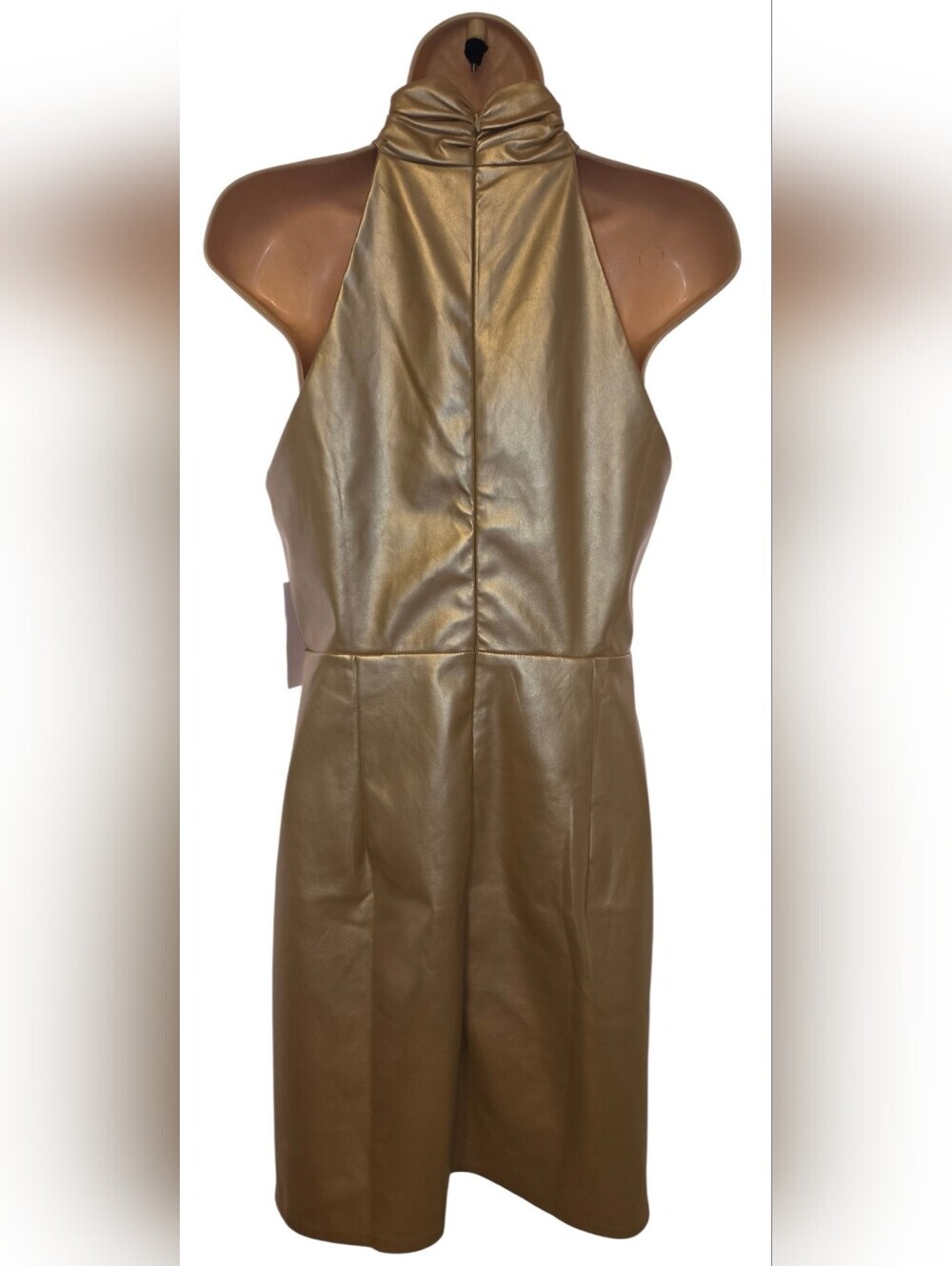 VENUS Metallic Gold Twist Halter Midi Dress - Picture 5 of 10